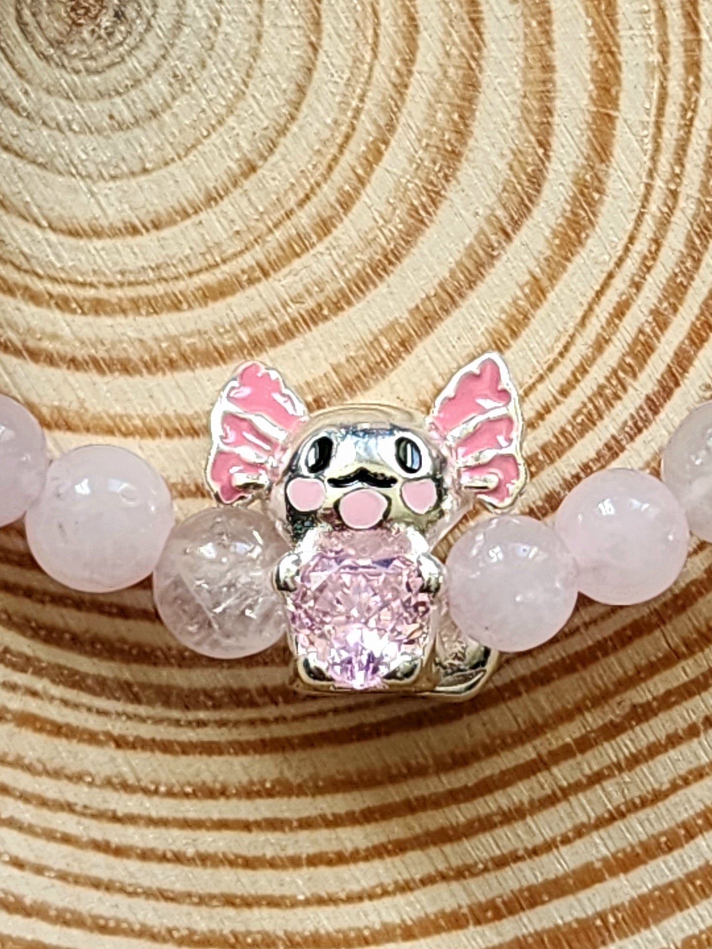 Axolotl Bracelet in S925 Silver – Rose Quartz & Uruguayan Amethyst