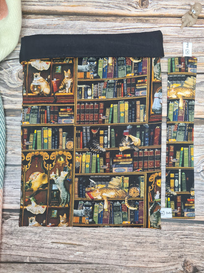 Pochette à livre - Chat bibliothèque vintage