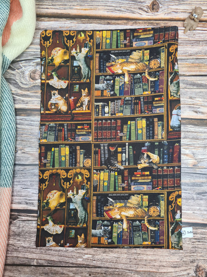 Pochette à livre - Chat bibliothèque vintage