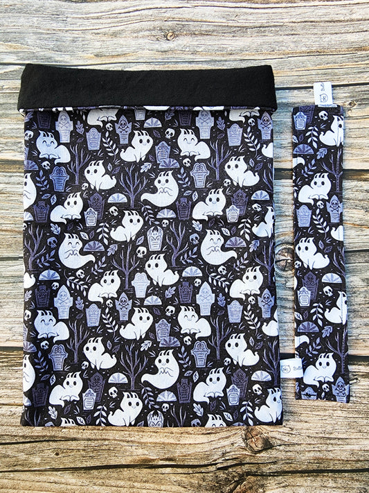 Pochette à livre - Petit chat fantôme.
