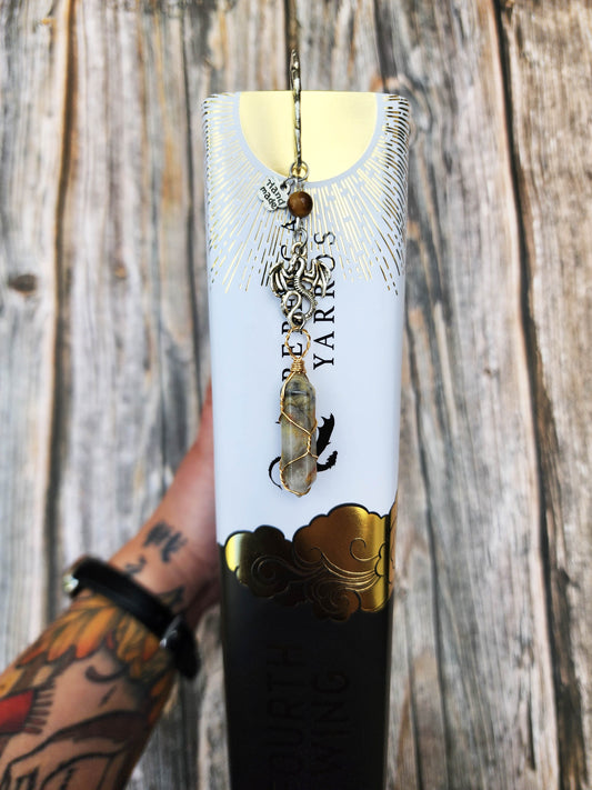 Marque-page personnalisable - Petit dragon et jolie agate naturelle.