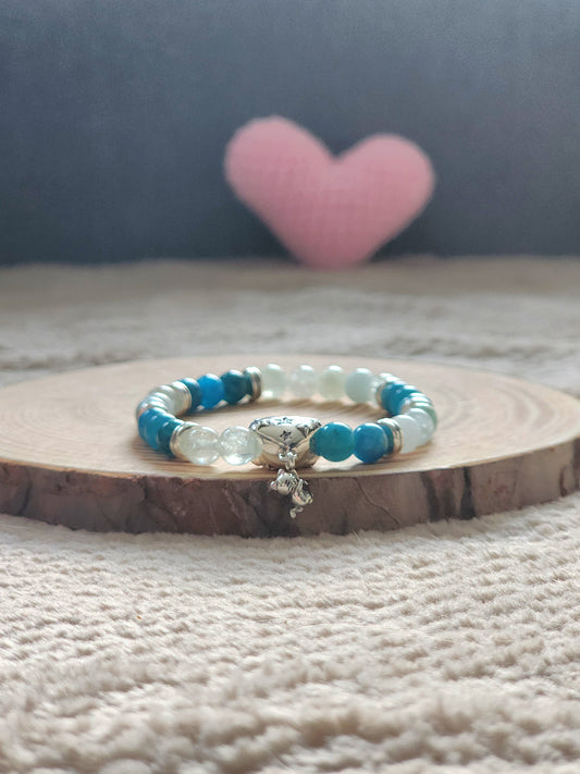 Bracelet cœur & petit chat suspendu