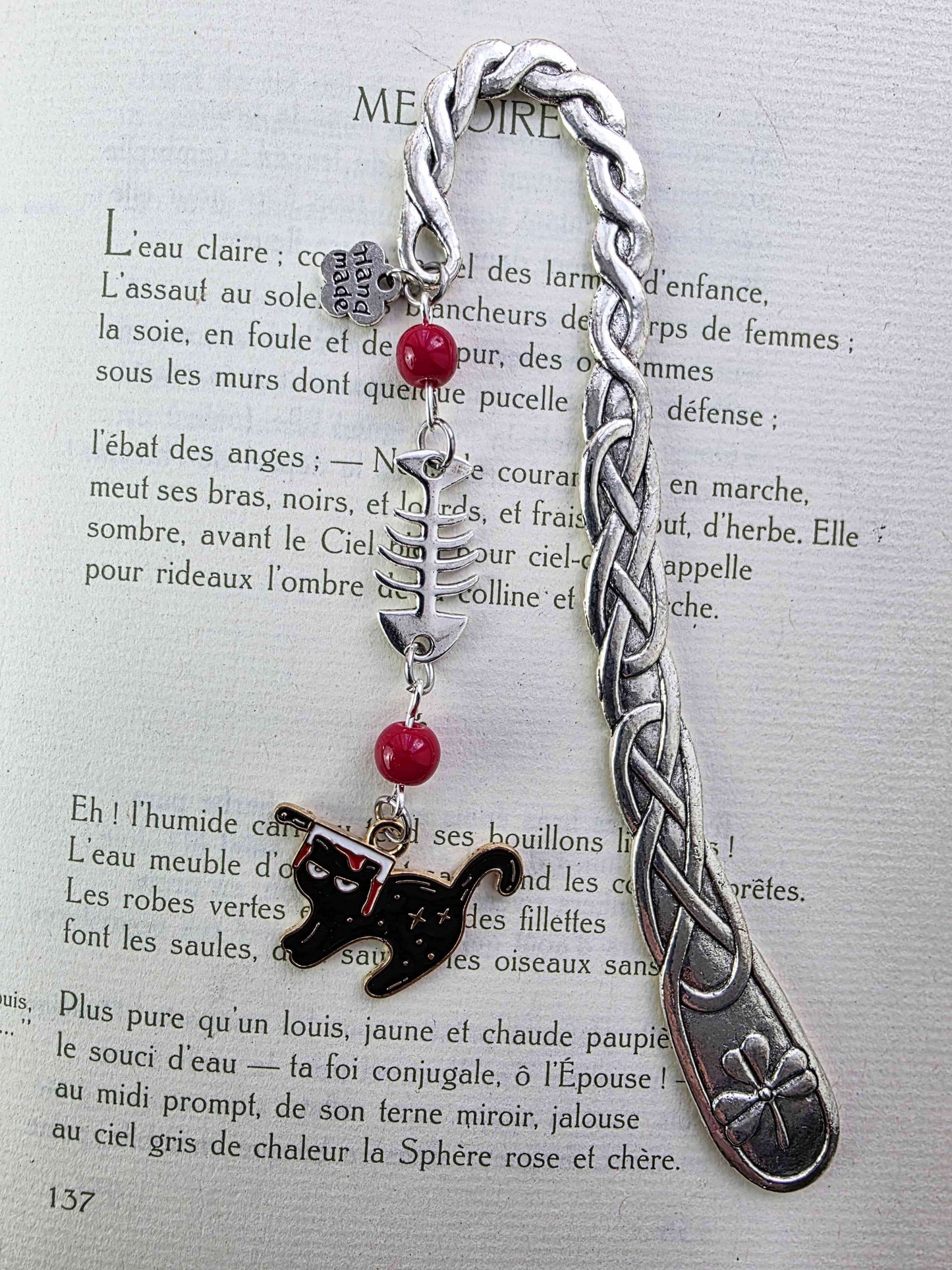 Marque-page - Chat noir couteau