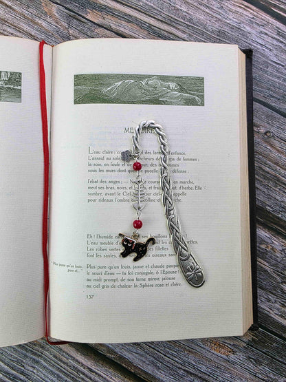 Marque-page - Chat noir couteau