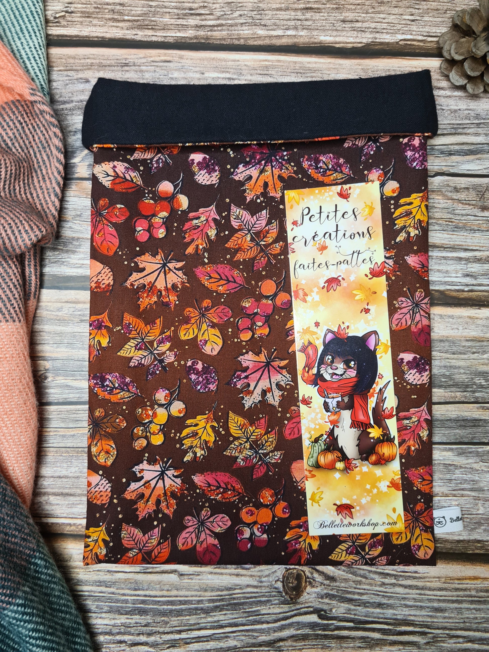 pochette en tissu pour les livres au couleur de l'automne
