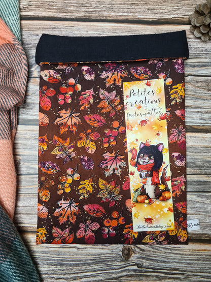 pochette en tissu pour les livres au couleur de l'automne
